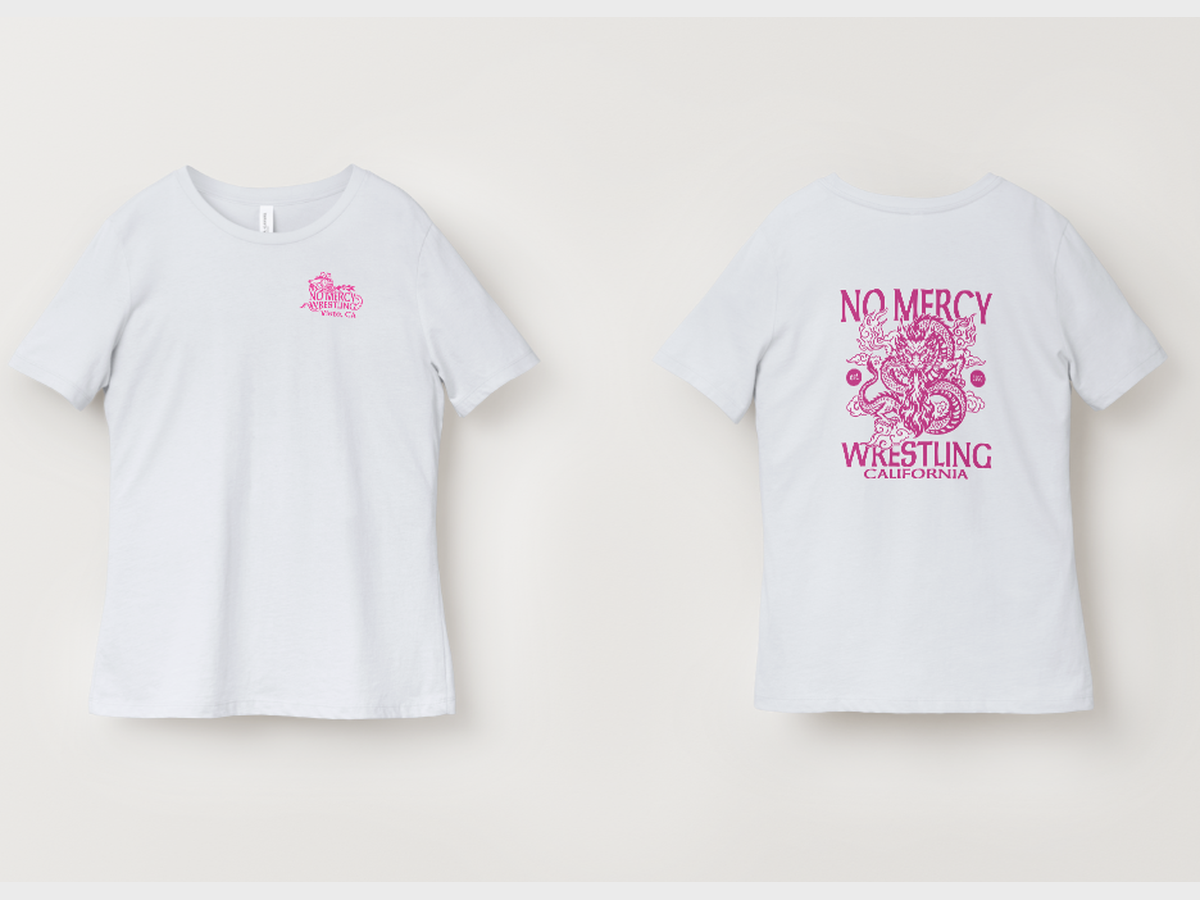 White Tee — Pink Dragon Back B